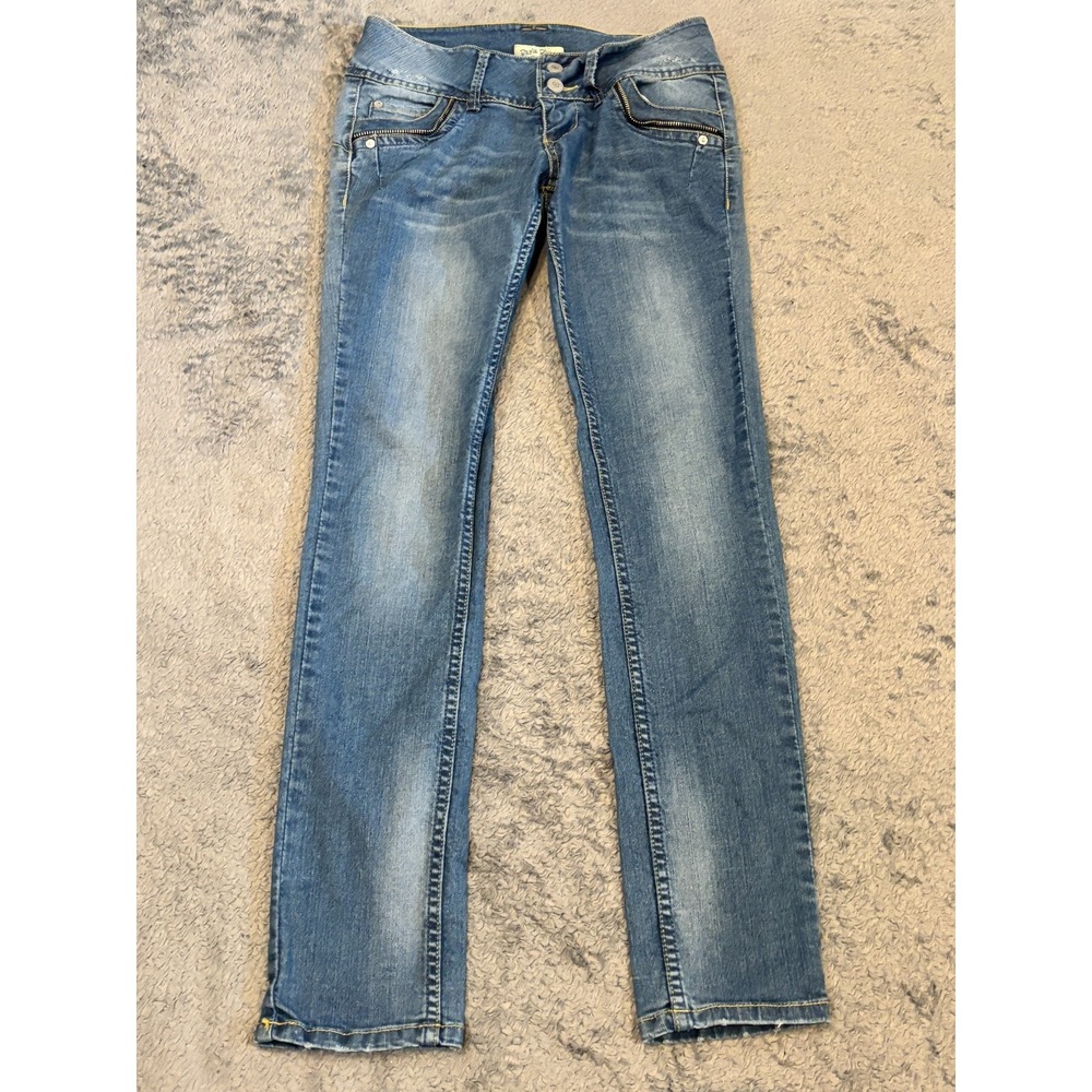 Vintage Paris Blue Jeans Womens 3 Blue Skinny Stretch Low Rise Zipper Trim Y2K